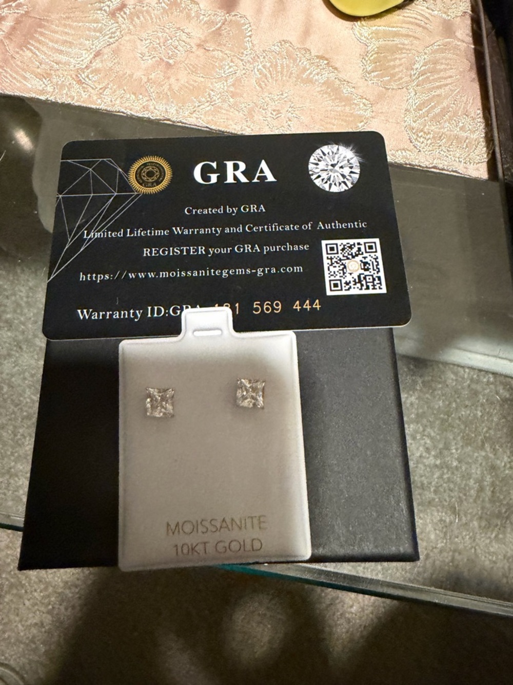 Moissanite 10KT Gold Stud Earrings VVS1D with GRA Certificate Rubber Backs